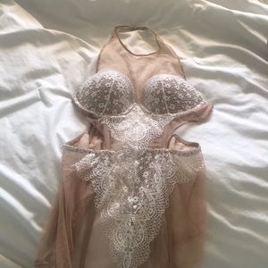 Victoria Secret high lace lingerie bodysuit 36C